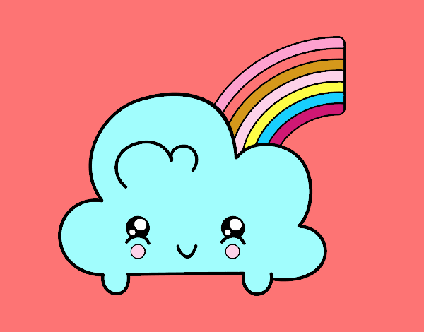 Nube con arco iris kawaii