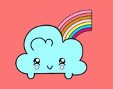 Nube con arco iris kawaii