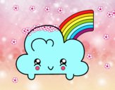 Nube con arco iris kawaii