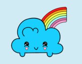 Nube con arco iris kawaii