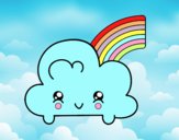 Nube con arco iris kawaii