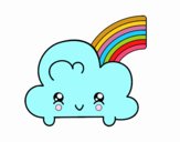 Nube con arco iris kawaii