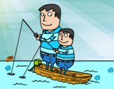 Padre e hijo pescando