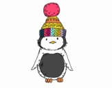 Pingüino con gorro de invierno