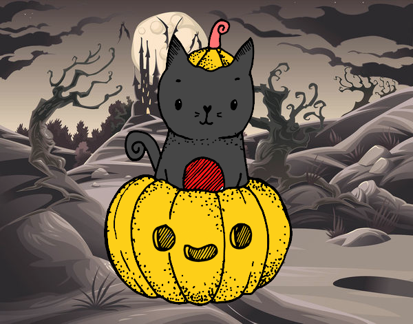 Un gatito de Halloween