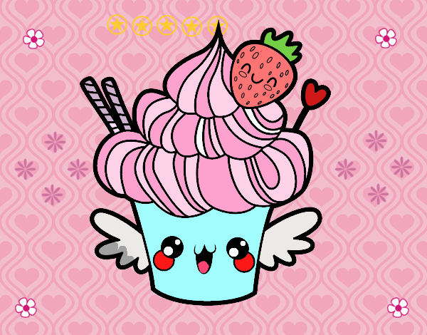 Cupcake kawaii con fresa