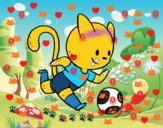 Gato jugando a fútbol