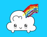 Nube con arco iris kawaii