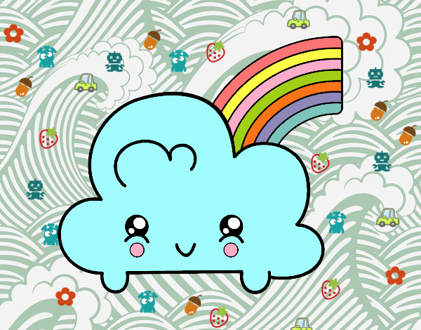 Nube con arco iris kawaii