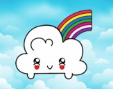 Nube con arco iris kawaii