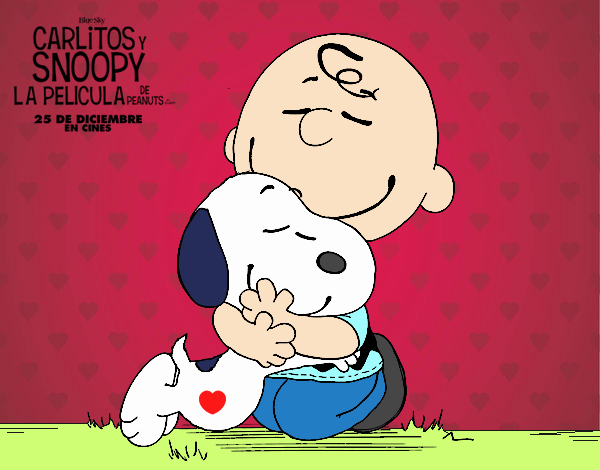 Snoopy y Carlitos abrazados