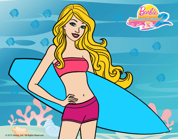 Barbie con tabla de surf