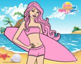 Barbie con tabla de surf