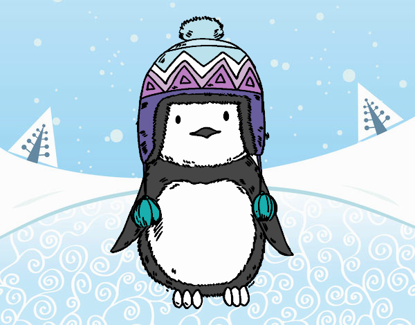 Bebé pingüino con gorrito