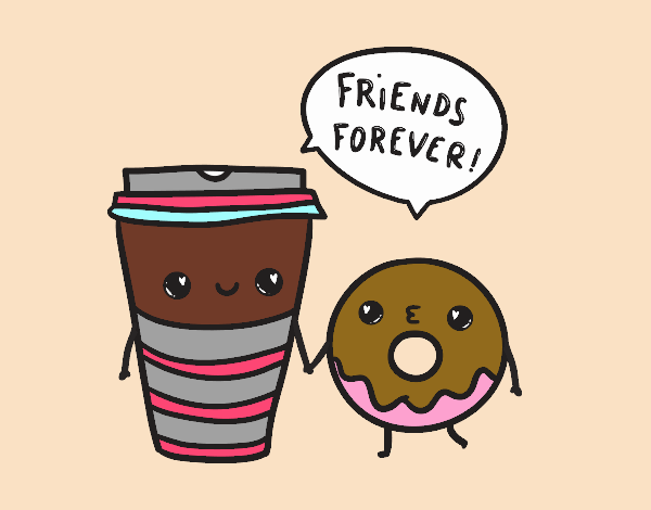 amigos para siempre dona y cafe 