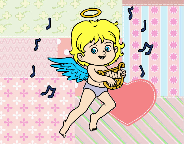 Cupido tocando el arpa