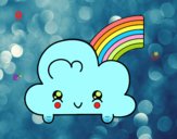 Nube con arco iris kawaii