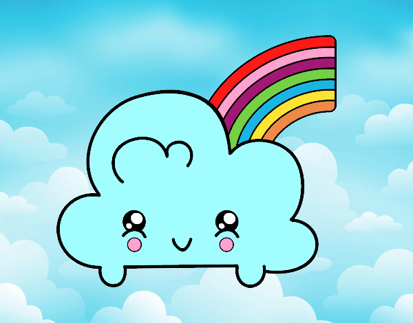 Nube con arco iris kawaii