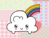 Nube con arco iris kawaii