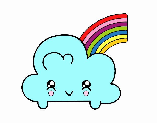 Nube con arco iris kawaii