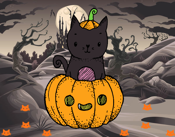 Un gatito de Halloween