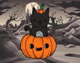 Un gatito de Halloween