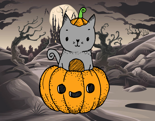 Un gatito de Halloween