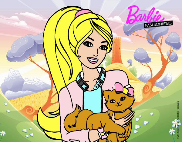 Barbie con su linda gatita