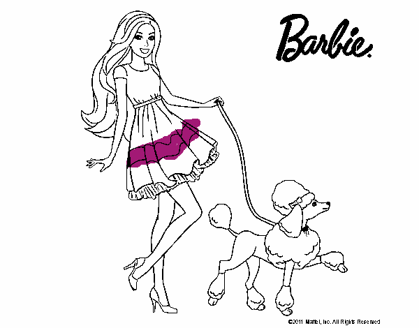 Barbie paseando a su mascota