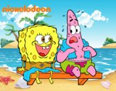 Bob Esponja y Patricio en bañador