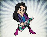 Chica tocando el keytar