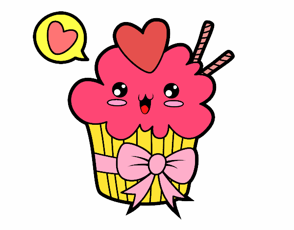 Cupcake kawaii con lazo