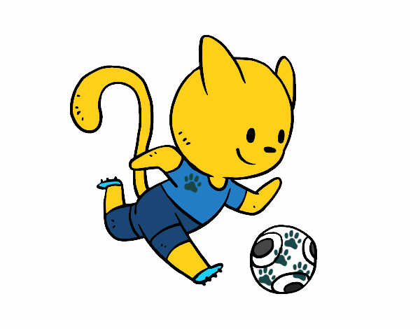 Gato jugando a fútbol