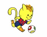 Gato jugando a fútbol