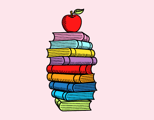 Libros y manzana