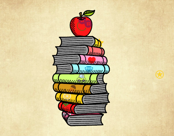 Libros y manzana