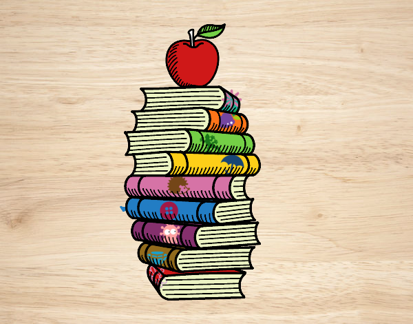 Libros y manzana