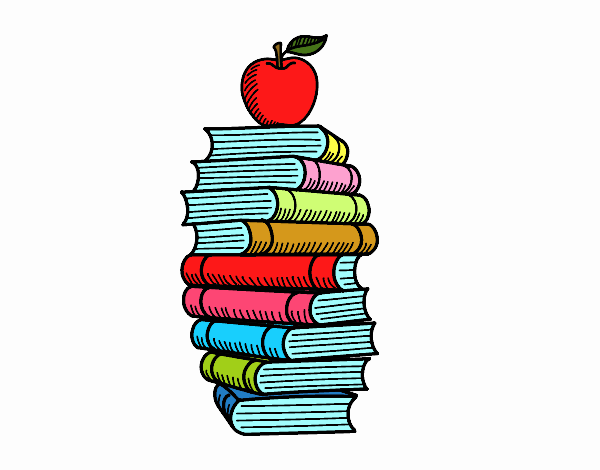 Libros y manzana