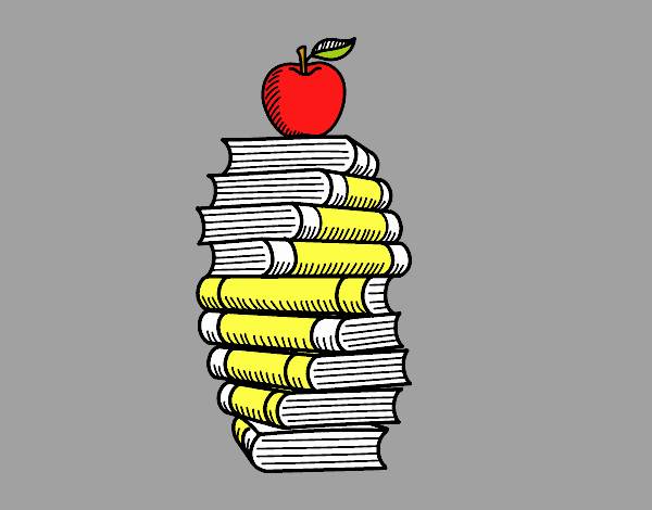 Libros y manzana