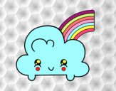 Nube con arco iris kawaii