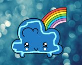 Nube con arco iris kawaii