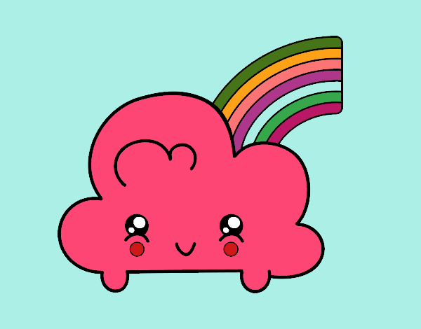 Nube con arco iris kawaii