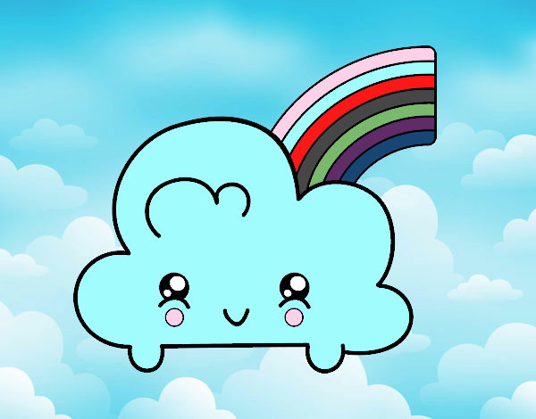 Nube con arco iris kawaii