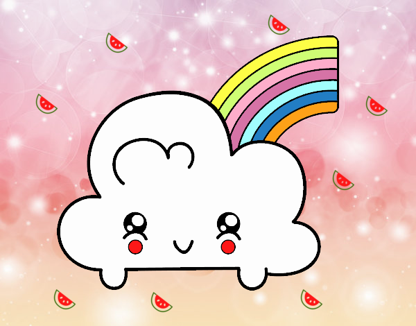 Nube con arco iris kawaii