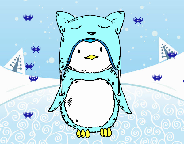 Pingüino con gorrito divertido