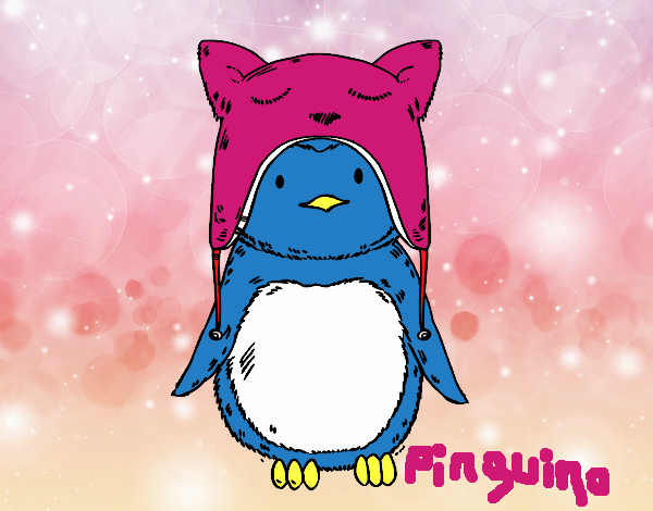 Pingüino con gorrito divertido