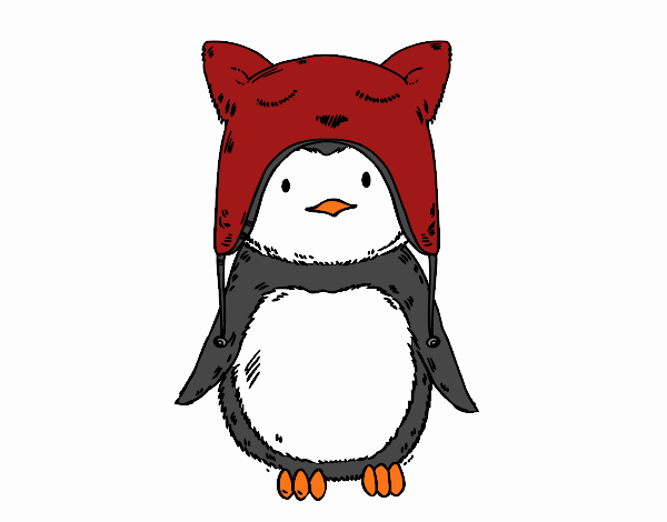 Pingüino con gorrito divertido