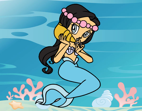 Sirena con una caracola