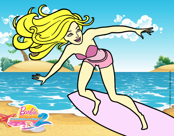 barbie surfeando 