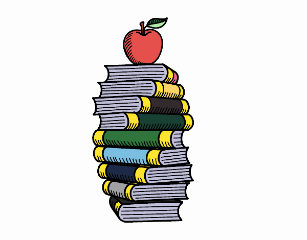 Libros y manzana